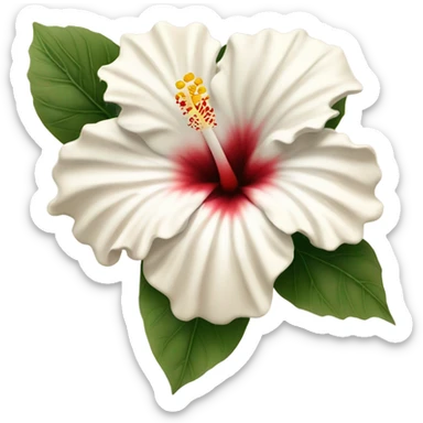 white and beige hibiscus flower  sticker