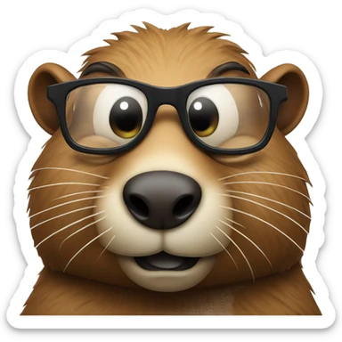 a beaver wearing glasses sticker