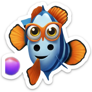 Clown fish at pool party  sticker