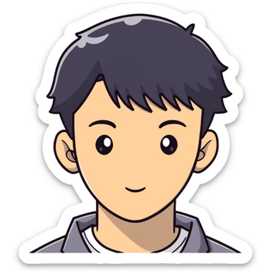 Short black haired male with one eye closed, young man with short black hair closing one eye sticker