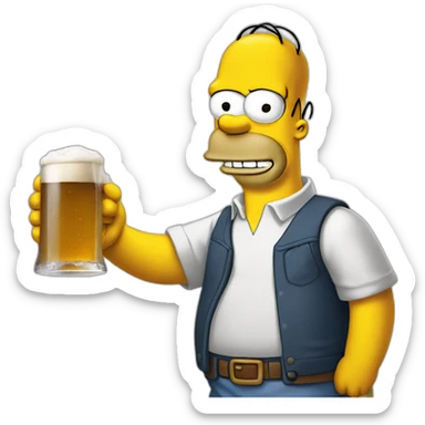 Homer Simpson tenant une bière sticker