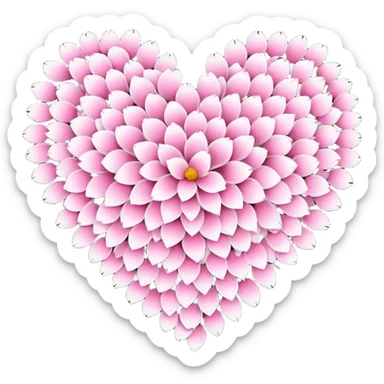 halloween s heart, heart made of white halloween petals with pink accents sticker