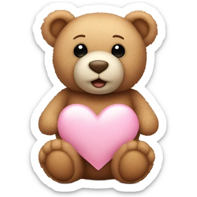 Teddy bear in front of light pink heart sticker