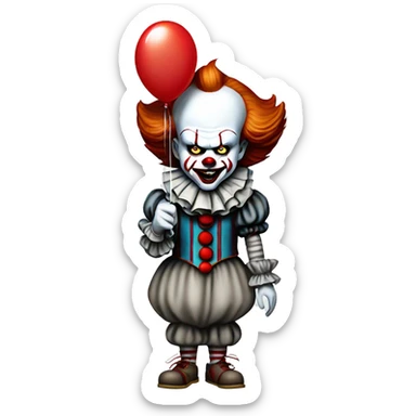 Pennywise the clown holding a balloon sticker