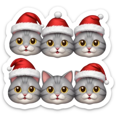 grey cats with Christmas hats sticker