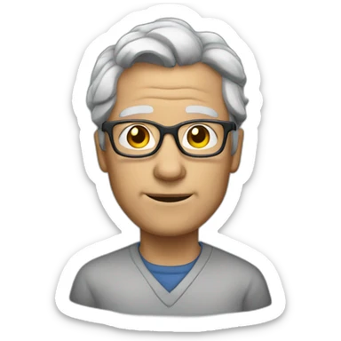 a physic teacher, with gray hair, wrinkles on the forehead and glasses sticker