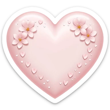 white heart emoji with subtle sakura petal texture sticker