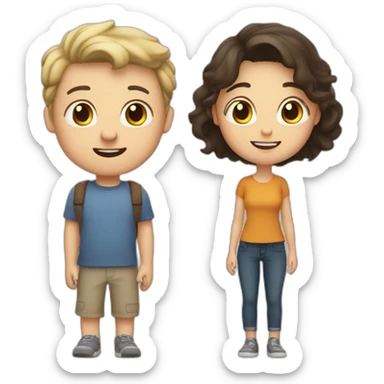 one white older brother with dark hair, one little brother with light hair one tanned sister with brown hair sticker