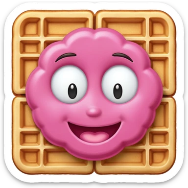 pink waffle with a happy face sticker