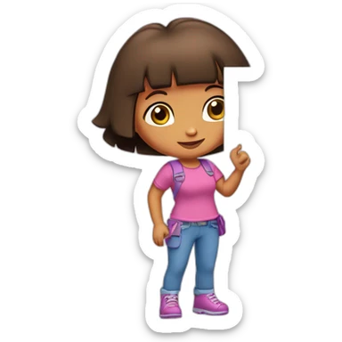Dora the explorer holding a blank sign sticker