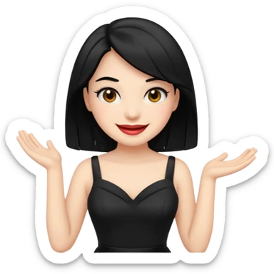 “Emoji girl, femme fatale, black hair. megan fox vibes black dress sticker