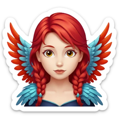Hada, roja, con alas y unas carita mágica sticker