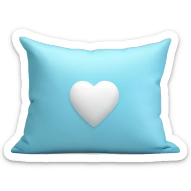 Light blue pillow with white heart sticker