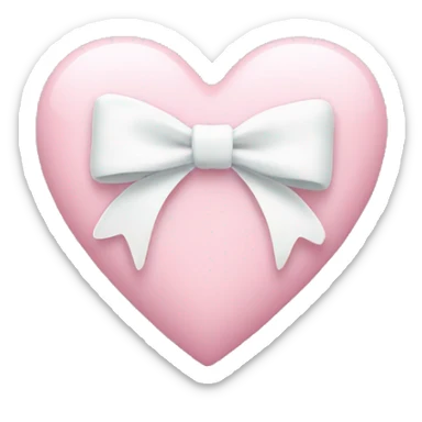 Pastel pink heart with white bow sticker