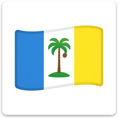 Convert the Penang flag into a clean emoji style with a simplified palm tree, bold colors, and a smooth, rounded emoji look. Make it visually clear and vibrant as an emoji representation. sticker