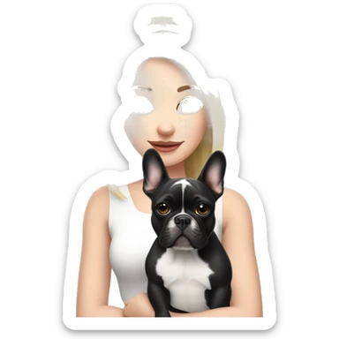 Blonde girl with black/white French bulldog sticker