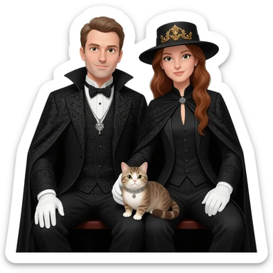 magician couple and their pet cat sticker