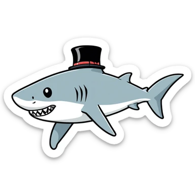 Shark with a top hat sticker