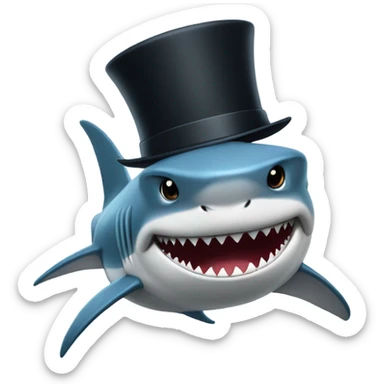 Shark with a top hat sticker