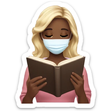 Girl with Beauty Face mask reading a Asthetic book sticker