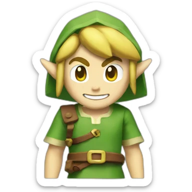 Link from the legend of zelda smiling  sticker