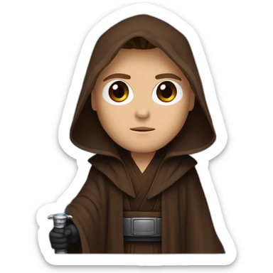 Dark side anakin skywalker (scar over right eye) (brown hooded robe) (portrait, front facing) (blue lightsaber) sticker