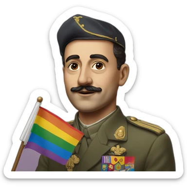 Hyperrealist Francisco franco with a lgtbi flag sticker