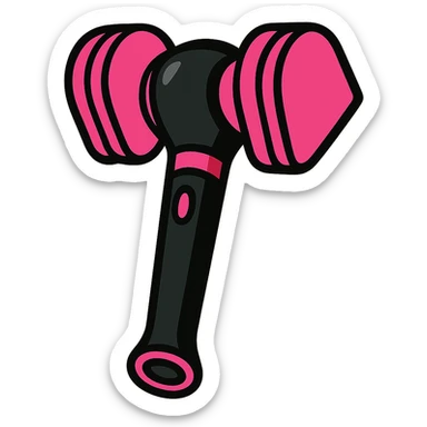 BLACKPINK-inspired gothic lightstick, no hearts, vibrant toon style, bold and expressive, black and pink color scheme sticker