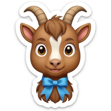 brown goat with ribbon pookie sticker
