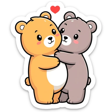 Bear hug cute love sticker