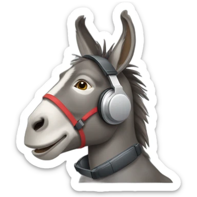 a donkey that was not alive but is now alive again wearing headphones sticker