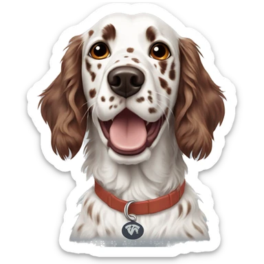 english setter wearing virginia tech colors sticker