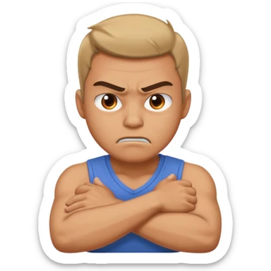 arms crossed holding neck angry guy sticker