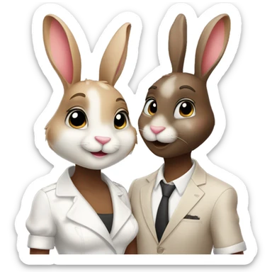 two stylish bunnies in love sticker
