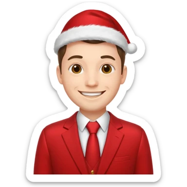 man  in red holiday suit sticker