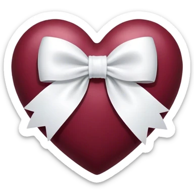 burgundy  heart white black bow sticker