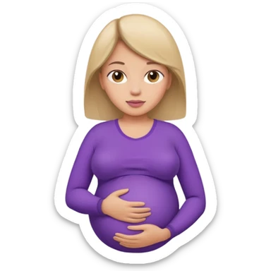 Pregnant woman wearing purple  sticker