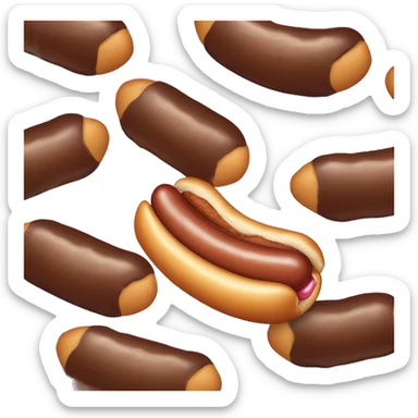 Hot dog weiner stuck in a chocolate donut  sticker