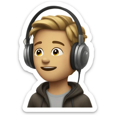 Keeping headset andA boy is feeling the song  sticker