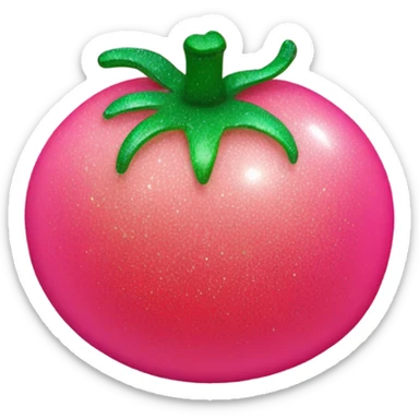Entire Hot pink to baby pink ombre tomato with glitter and green stem sticker