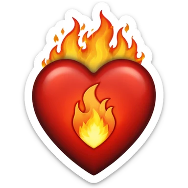 Black and red heart on fire sticker