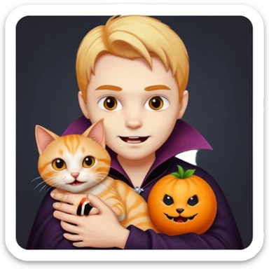 vampire cradling orange tabby sticker