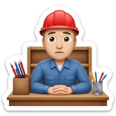 Annoyed worker working at a desk sticker