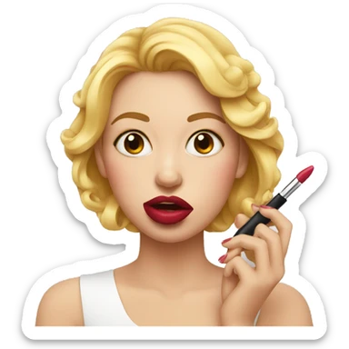emoji applying lipstick sticker