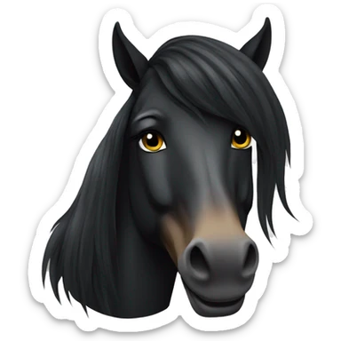 Horses black with mane star print on head  sticker