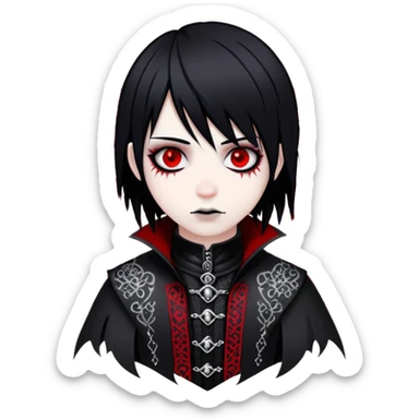 Dark evil Badass emo gothic black and silver with intricate red and white patterns  sticker