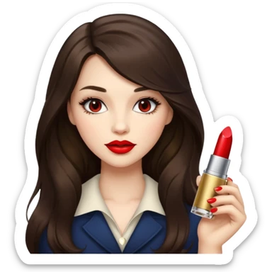 Brunette-girl-long-hair-old-money-fashion-style-red sticker