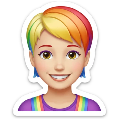 White lesbian with short hair rainbow coloured skin sticker