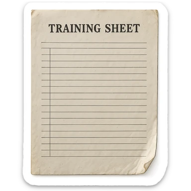 training sheet with realistic details, hyperrealistic 3D style, high resolution, white background sticker