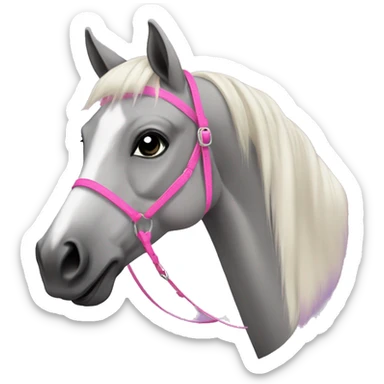 Grey Fjord horse mare with a pink halter sticker